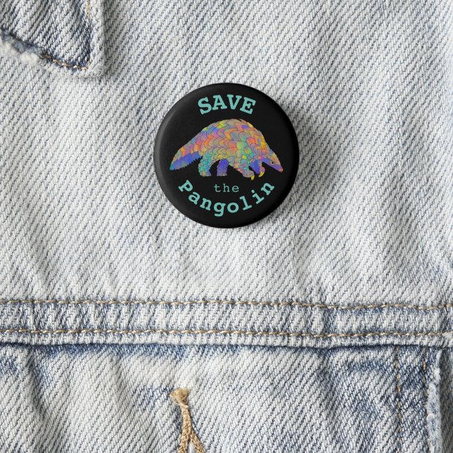 Save the Pangolin Cute Endangered Animal Activist 3 Cm Round Badge (Save the pangolin slogan colorful animal art button endangered species wildlife animal rights )