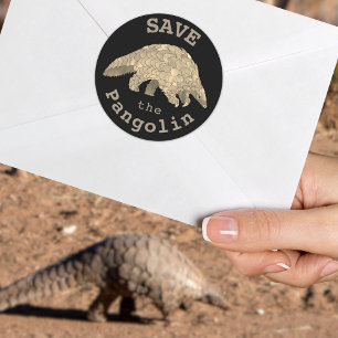Save the Pangolin Cute Endangered Animal Activist Classic Round Sticker