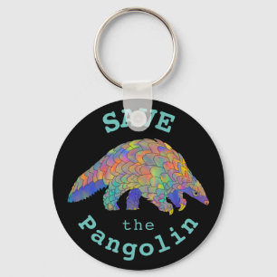 Save the Pangolin Endangered Species Animal Art Key Ring