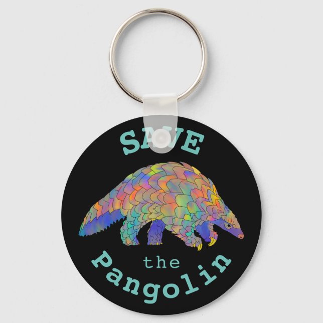 Save the Pangolin Endangered Species Animal Art Key Ring (Front)