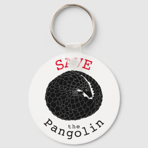 Save the Pangolin slogan black and white Key Ring