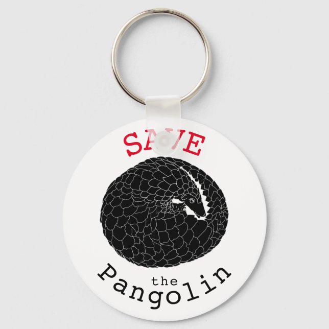 Save the Pangolin slogan black and white Key Ring (Front)
