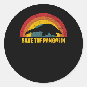Save the Pangolin Vintage Retro Style Classic Round Sticker