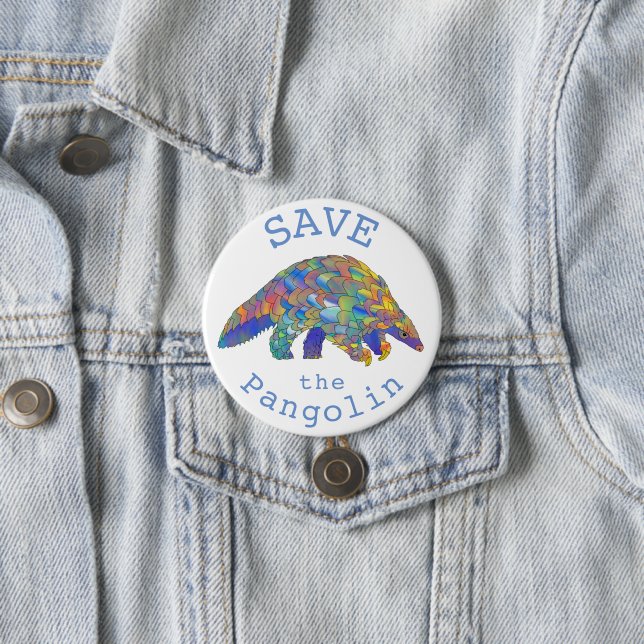 Save the Pangolins Endangered Animal Rights Art  7.5 Cm Round Badge (In Situ)