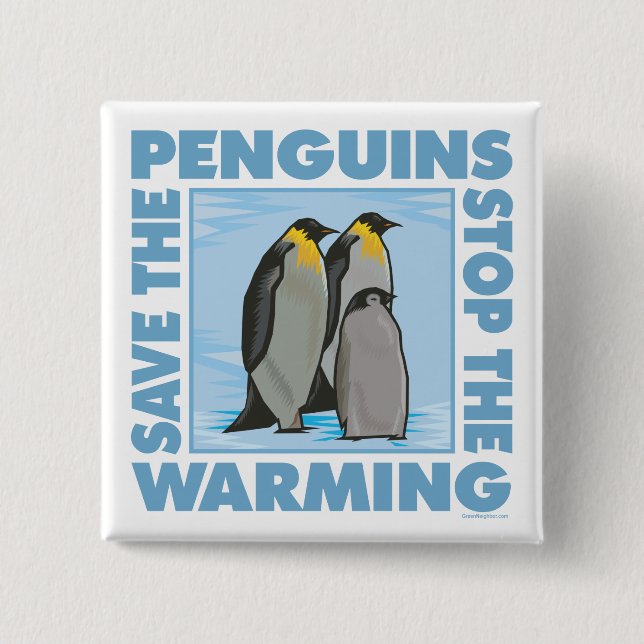 Save the Penguins 15 Cm Square Badge (Front)