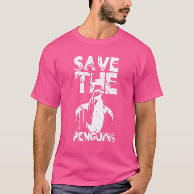 Save The Penguins Cute Penguin Animal T-Shirt (Front)