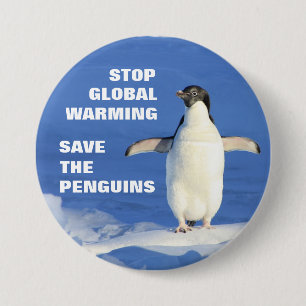 Save the Penguins Stop Global Warming Round Button