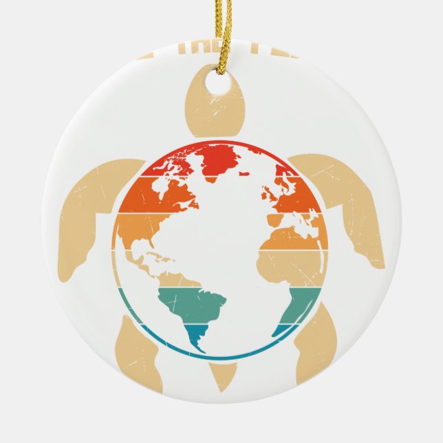 save the planet ceramic tree decoration (Front)