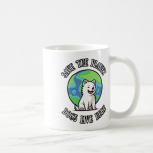 Save The Planet Dogs Live Here Funny Dog Earth Day Coffee Mug