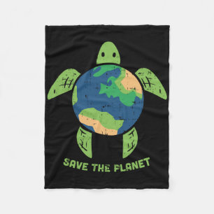Save The Planet Earth Day Environment Turtle Recyc Fleece Blanket