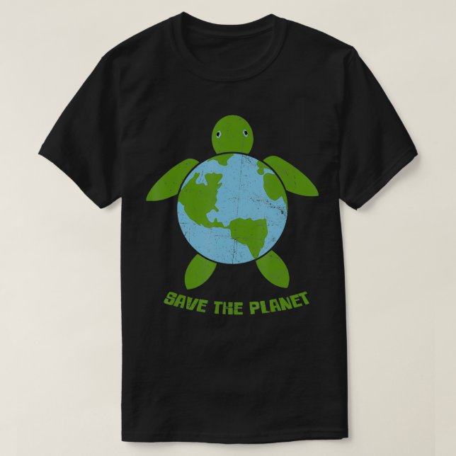 Save The Planet Earth Day Environment Turtle Recyc T-Shirt (Design Front)