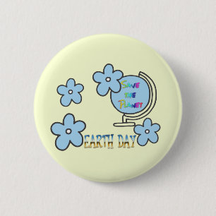 Save the Planet Earth Day Globe 6 Cm Round Badge