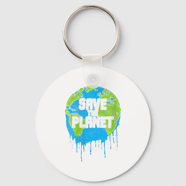 Save The Planet Earth Day Key Ring (Front)