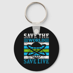 Save The Planet Earth Globe Environmental Protecti Key Ring