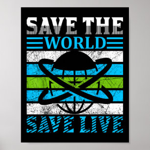 Save The Planet Earth Globe Environmental Protecti Poster