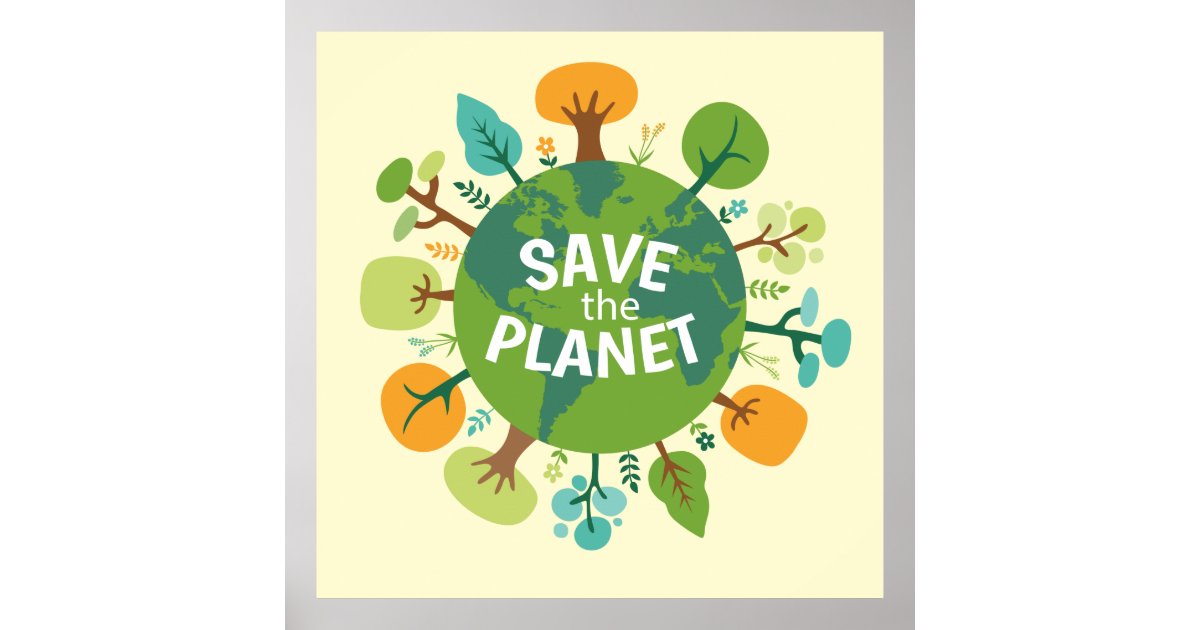 Save The Planet Earth Illustration Poster Uk 0266