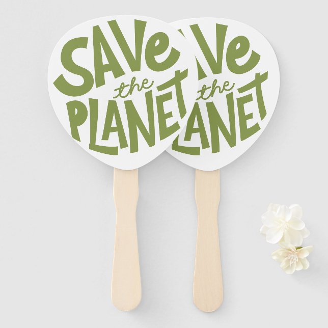 Save the Planet Eco Design Hand Fan (Front and Back)