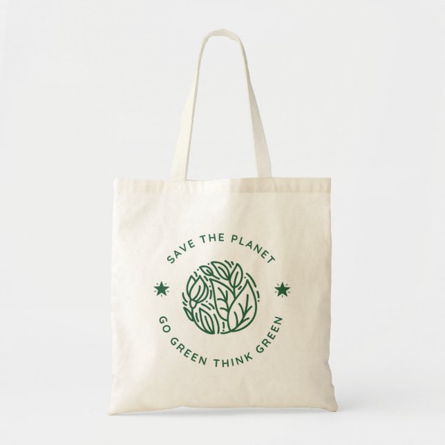 Save the planet go green think green  tote bag (Front)