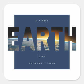 Save the Planet Go Vegan Everyday is Earth Day  Square Sticker