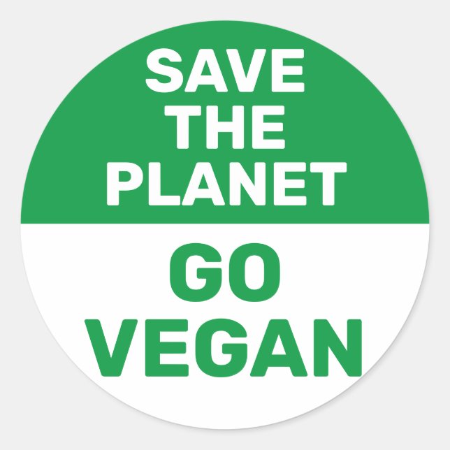 Save The Planet Go Vegan Protest Climate Change Classic Round Sticker (Front)