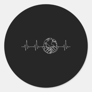 Save The Planet Heartbeat On World Earth Day Envir Classic Round Sticker
