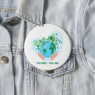 Save the Planet. One Earth One Love 10 Cm Round Badge