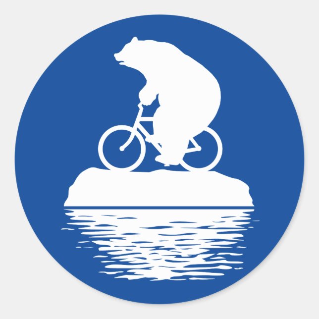Save the Planet: Polar Bear Bicycle Round Stickers (Front)