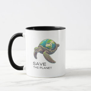 Save the Planet – Sea Turtle Earth Edition Mug