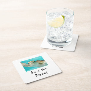 Save The Planet Square Paper Coaster