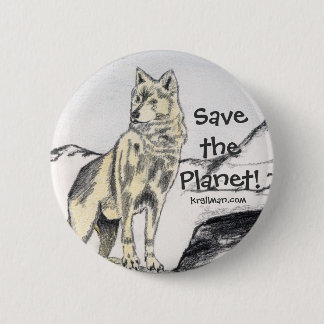 Save the Planet! Wolf Button