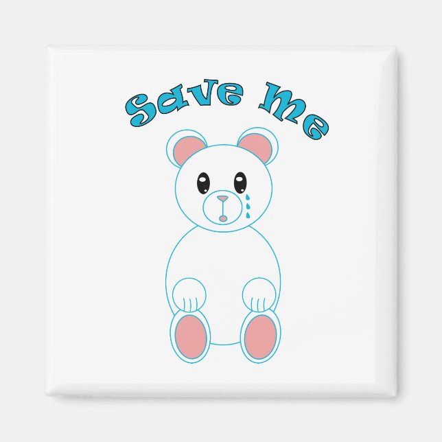 Save the Polar Bear Crying Magnet (Front)