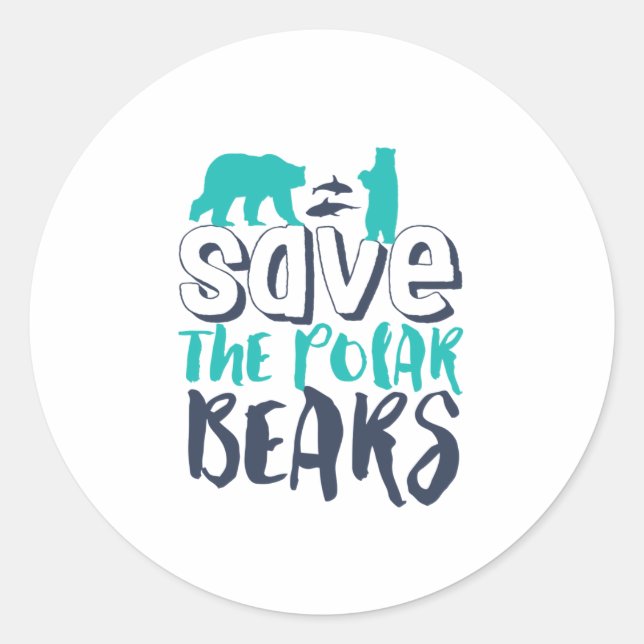 Save The Polar Bear Save The Arctic Global Warming Classic Round Sticker (Front)