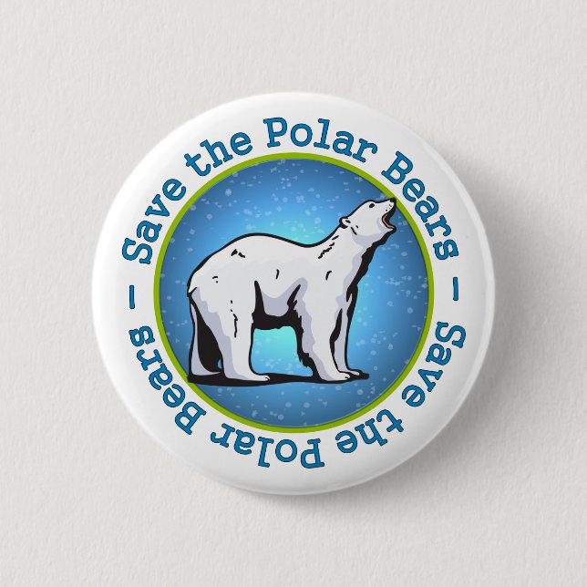 Save the Polar Bears 6 Cm Round Badge (Front)
