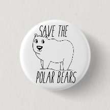 Save The Polar Bears Button