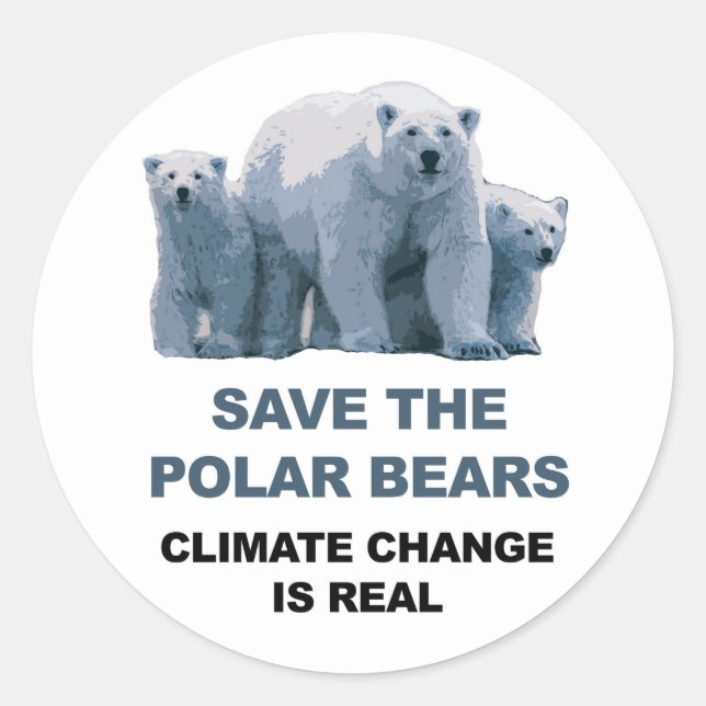 Save the Polar Bears Classic Round Sticker (Front)
