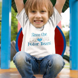 Save the Polar Bears Cute Toddler T-Shirt<br><div class="desc">Wild animal activists will love this cute blue and white polar bear toddler t-shirt. This tee features two beautiful polar bears walking towards each other with a pretty blue heart in the centre with Save the Polar Bears written in winter blue.</div>