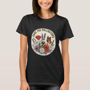 Save the Pollinator with bee, butterfly & flowers T-Shirt
