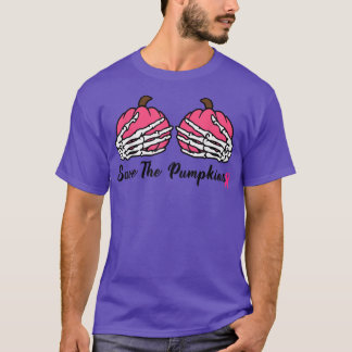 Save The Pumpkins Skeleton HandBreast Cancer Women T-Shirt