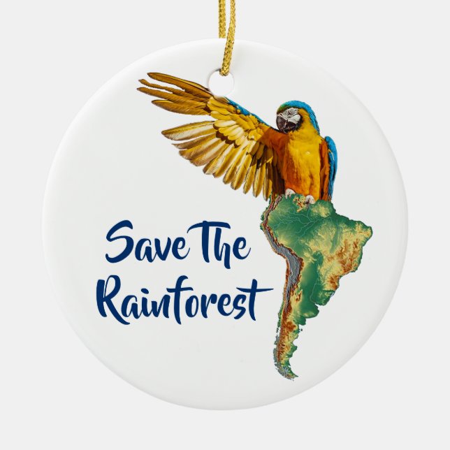 Save The Rainforest Ceramic Tree Decoration (Front)