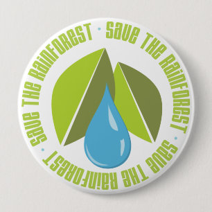 Save the Rainforest Earth Day Tees and Gifts 10 Cm Round Badge