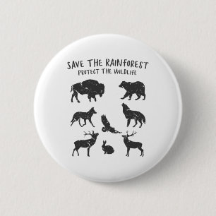 Save The Rainforest Protect The Wildlife Animal Gr 6 Cm Round Badge