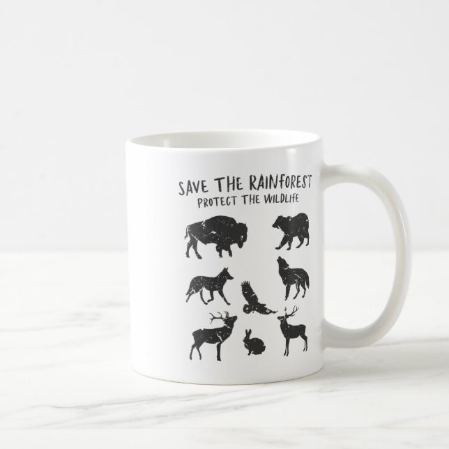 Save The Rainforest Protect The Wildlife Animal Gr Coffee Mug (Right)