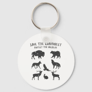 Save The Rainforest Protect The Wildlife Animal Gr Key Ring