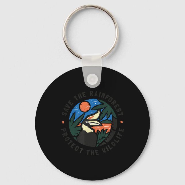 Save The Rainforest Protect The Wildlife  Key Ring (Front)