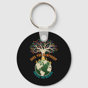 Save The Rainforest Protect The Wildlife Vintage E Key Ring