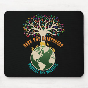 Save The Rainforest Protect The Wildlife Vintage E Mouse Mat