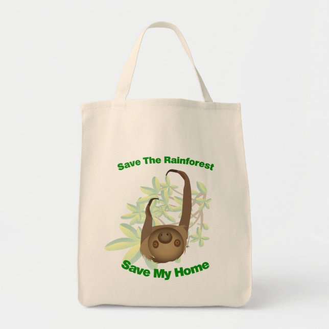 Save The Rainforest Sloth Tote Bag (Front)