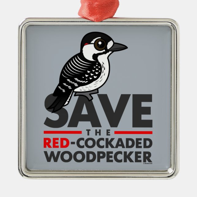 Save the Red-cockaded Woodpecker Metal Tree Decoration (Front)