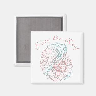 Save the Reef Pink and Teal Watercolor Awareness Magnet