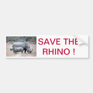 Save the rhino ! bumper sticker